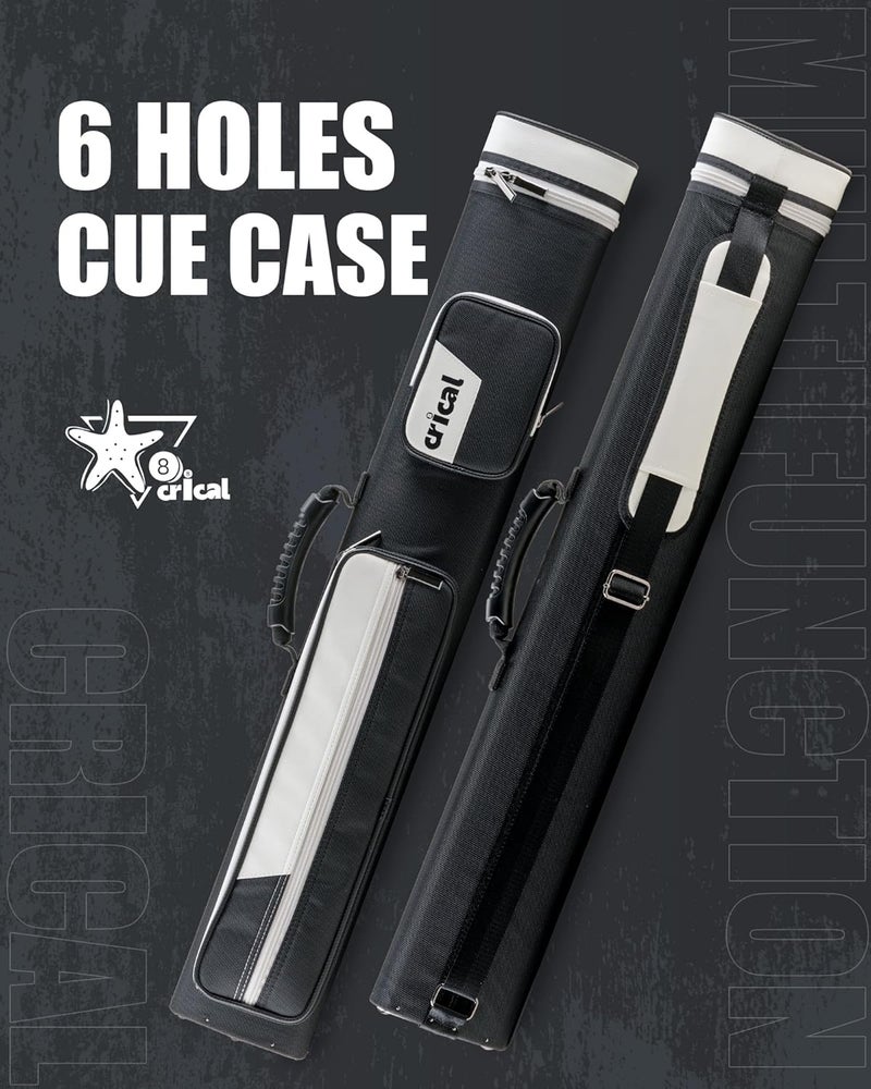 CRICAL Pool Cue Case 2x4 Hard Pool Stick Case Holds 2 Butts and 4 Shafts for Adults Billiard Cue Case with Soft Shoulder Straps - Image 2